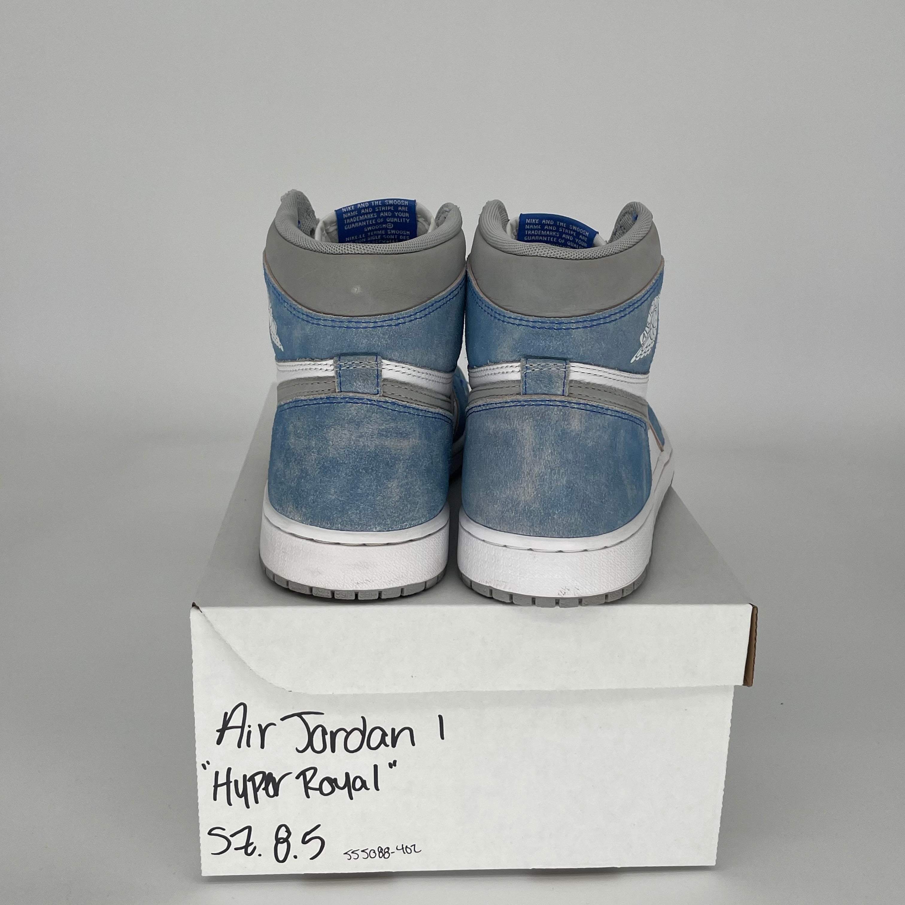 Air Jordan 1 Hyper Royal Sneakers - Size 8.5 Men's (555088-402) - Classic Basketball Shoes for Streetwear & Casual Outfits
