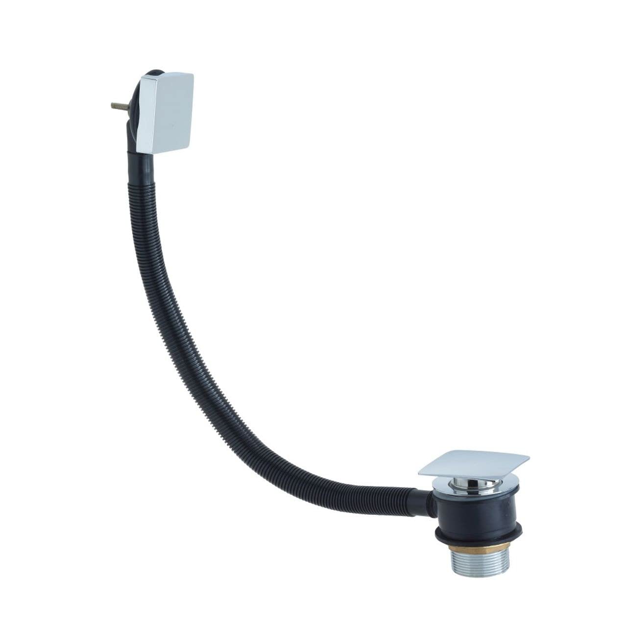 Square Clicker Bath Waste with Overflow - Chrome Plated Drain for Bathtubs - Perfect for Bathroom Renovations & Modern Home Upgrades