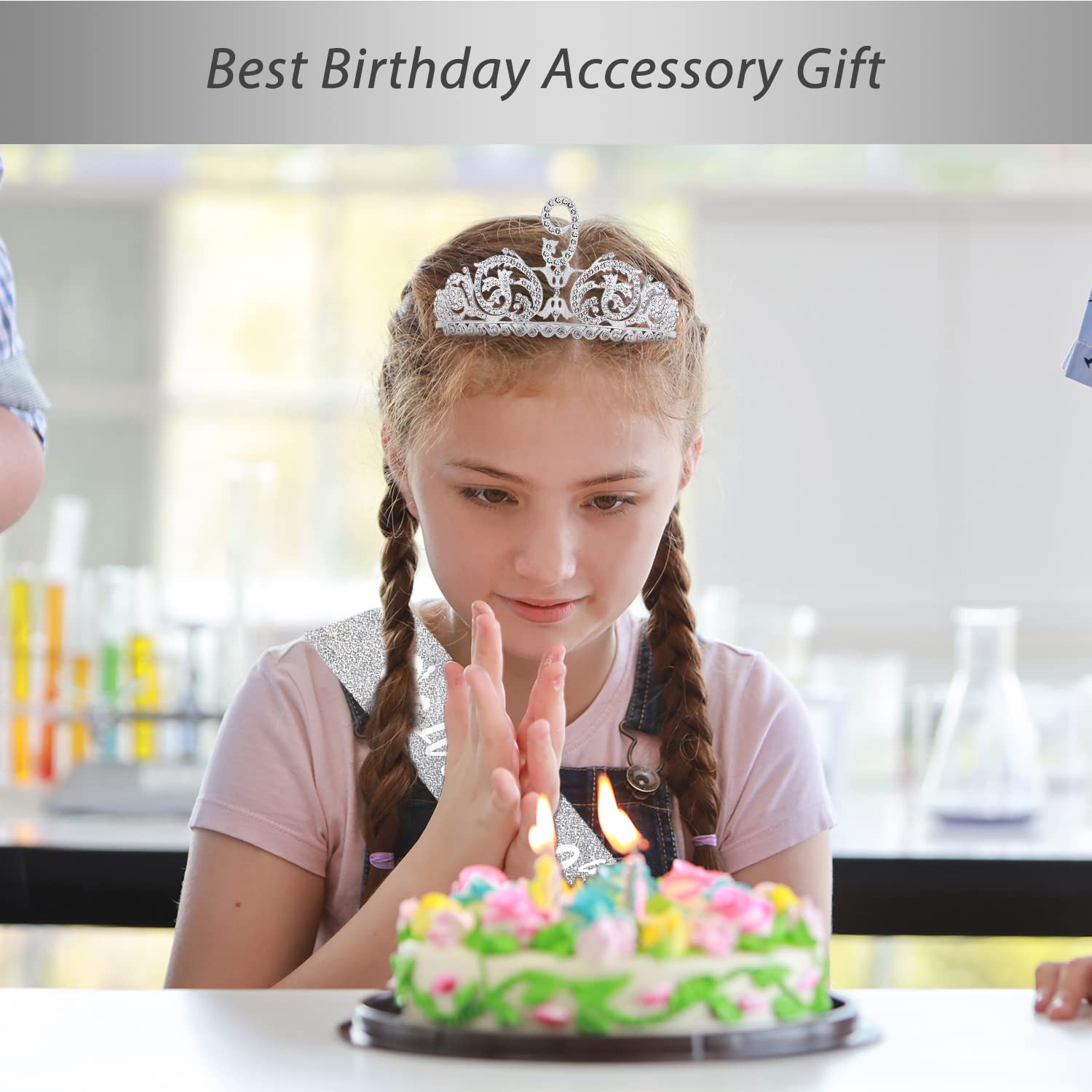 9th Birthday Girl's Party Decorations Set - Princess Tiara, Crown, Sash & Party Favors for Girls - Perfect for Birthday Celebrations, Photo Shoots & Themed Parties