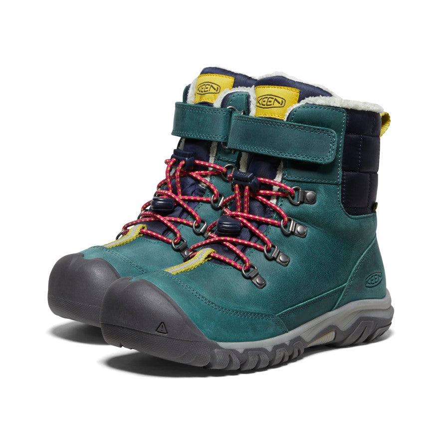 **Kanibou Waterproof Winter Boots for Big Kids – Deep Lagoon/Jazzy | Warm & Durable Snow Boots for Outdoor Play, Hiking & Cold Weather**