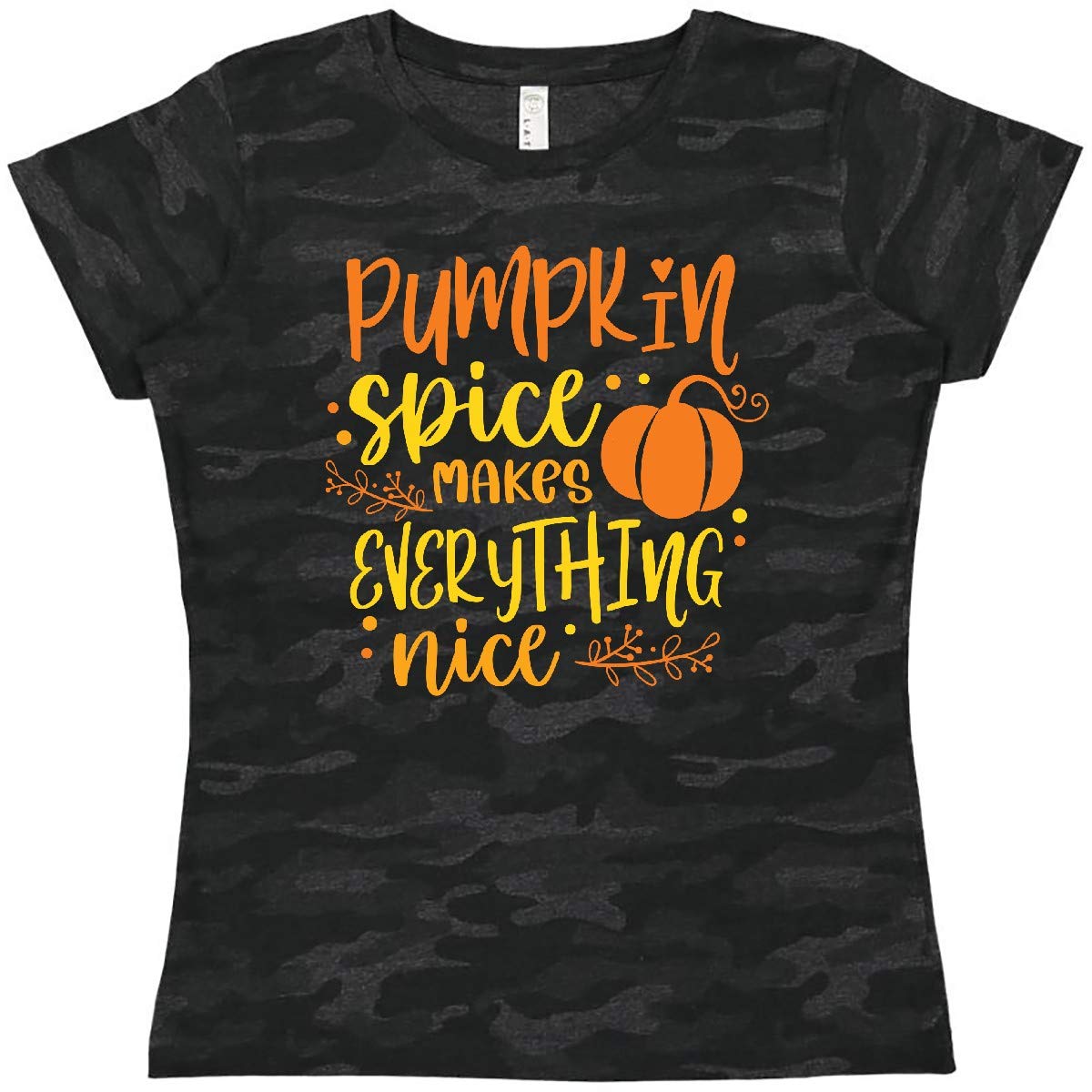 Inktastic Thanksgiving Pumpkin Spice Makes Everything Nice Women's T-Shirt | Cute Fall Graphic Tee | Comfortable Casual Wear for Autumn & Holiday Season | Perfect for Thanksgiving, Halloween, and Family Gatherings