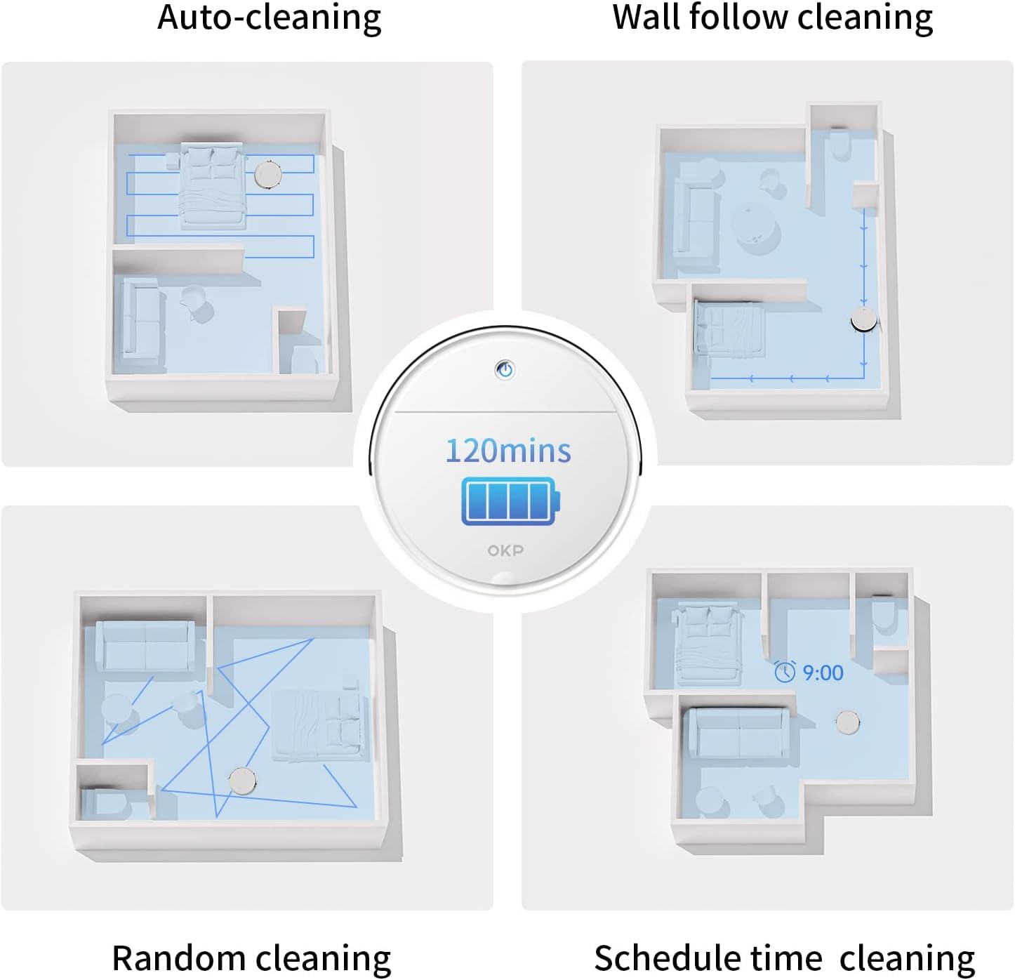 K5 Robot Vacuum Cleaner with 2500Pa Strong Suction - Smart WiFi/Alexa App Control - 120 Min Runtime & Auto-Charging - Ultra Quiet Mini Robot Vac for Pet Hair on Carpets & Hard Floors - Perfect for Homes with Pets & Busy Families