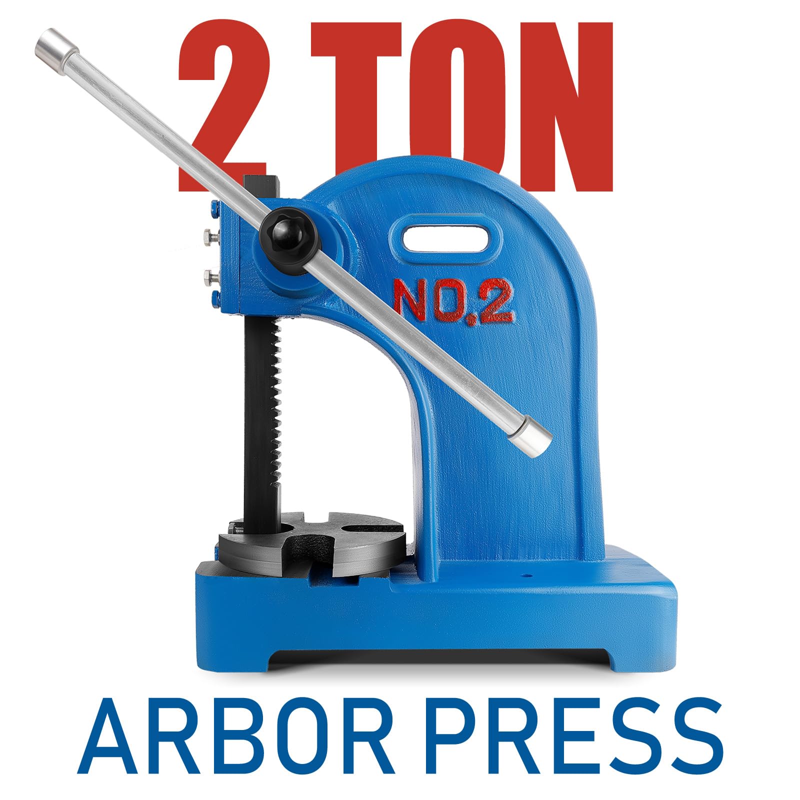 2 Ton Heavy Duty Manual Arbor Press - Cast Iron Desktop Press for Riveting, Punching, Stamping & Metal Forming | Perfect for Jewelry Making, Metalworking & DIY Projects (Blue)