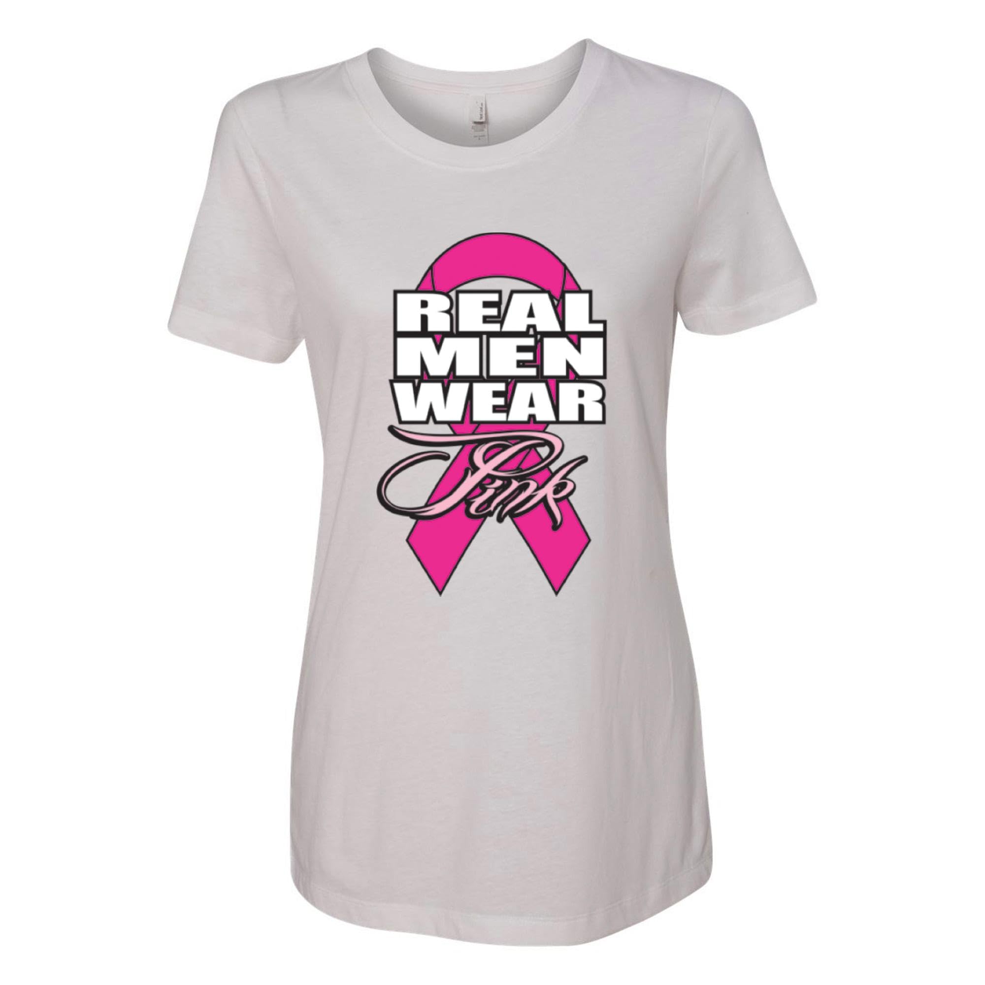 Real Men Wear Pink Breast Cancer Awareness Graphic T-Shirt for Women - Soft & Comfortable Fit - Support Cause with Style for Everyday Wear & Charity Events