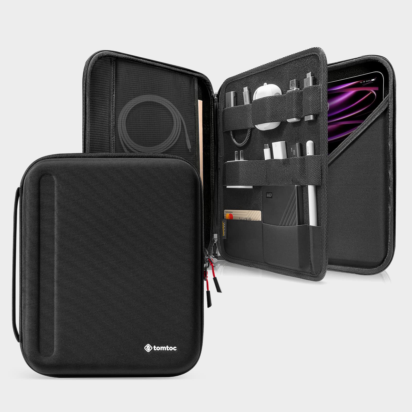 tomtoc Protective Sleeve Case for iPad Pro 12.9-inch (2020-2022) & Surface Pro 12.3 - Durable Portfolio with Accessories Pocket for Apple Pencil, Magic Keyboard, Charger & Cables - Perfect for Work, Travel & School