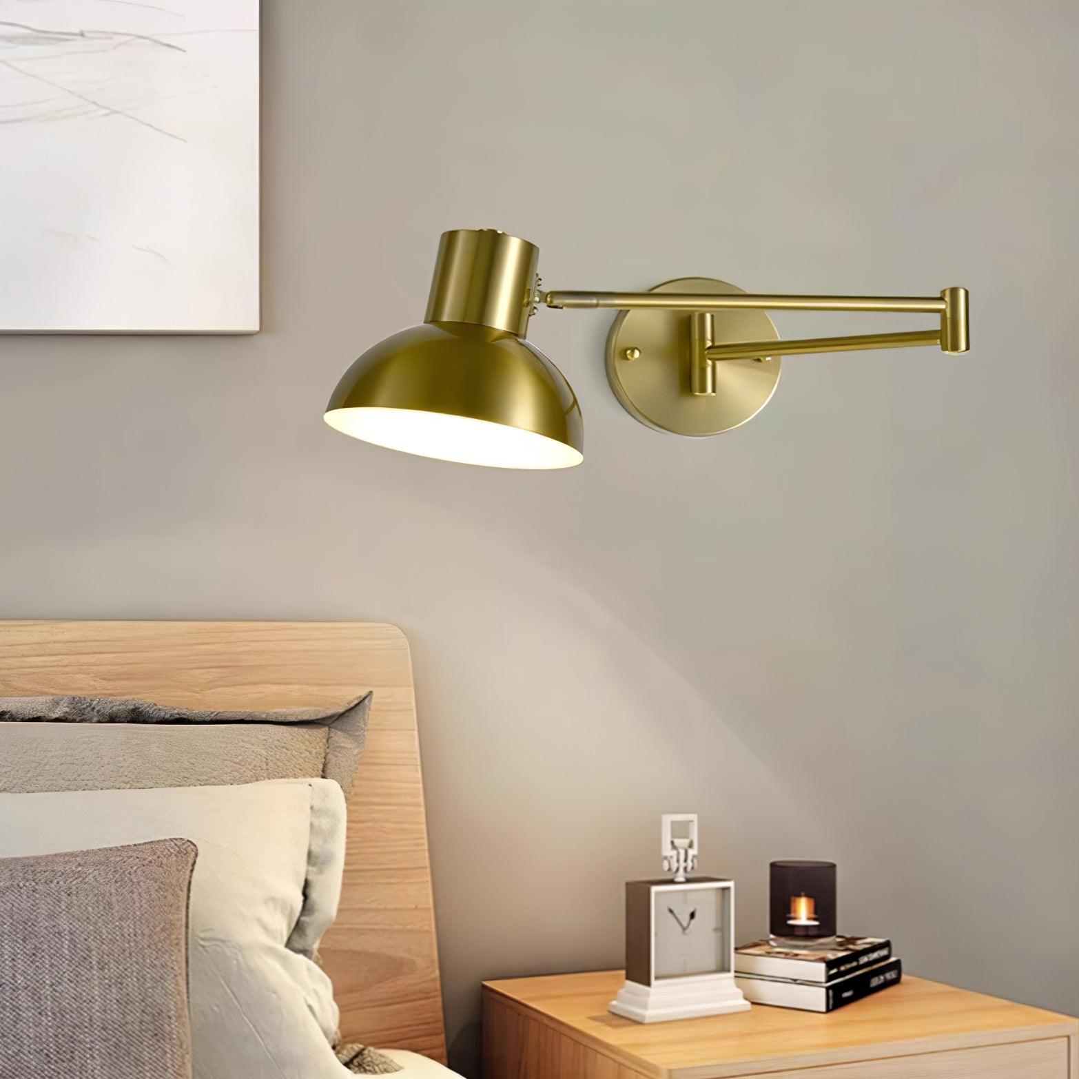 Adjustable Arm Plug In Wall Lamp - Dimmable Swing Arm Sconce for Bedroom, Living Room, and Office Lighting - Perfect for Reading, Working, and Decor