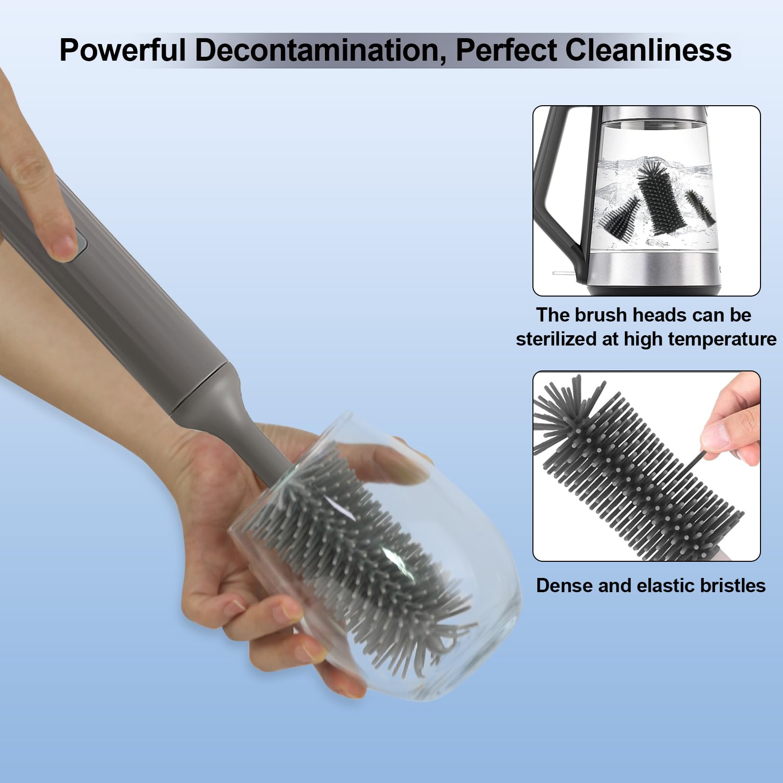 Electric Baby Bottle Brush Cleaner Set - Rechargeable Automatic Cleaning Kit with Silicone Brush, Nipple/Gap/Straw Cleaner for Baby Bottles, Water Bottles & Sippy Cups | Perfect for Newborns, Travel & Daily Use