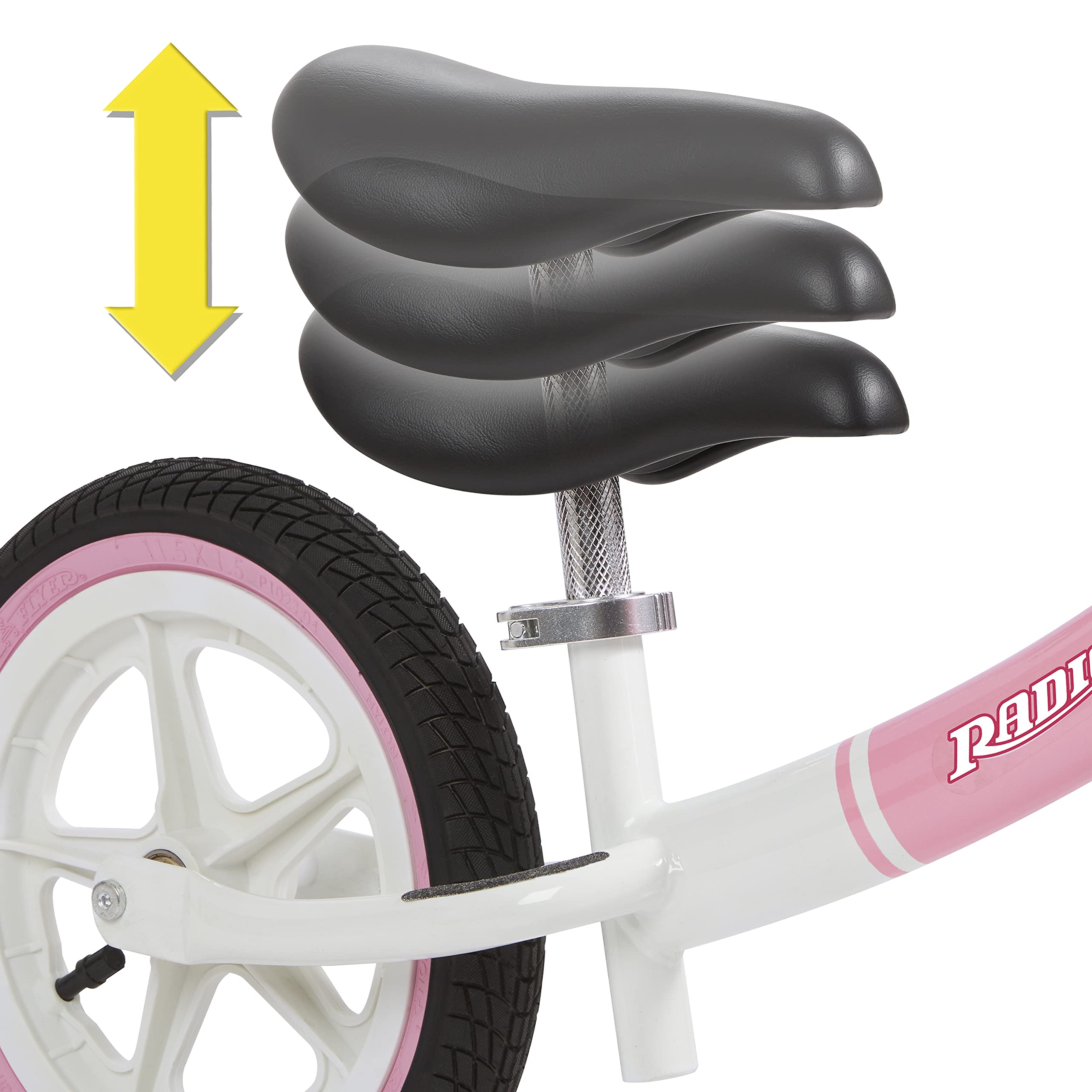 Radio Flyer Air Ride Balance Bike for Toddlers Ages 1.5-5 Years | Pink & White Training Bike with Air Tires | Amazon Exclusive | Perfect for Learning to Ride & Outdoor Play