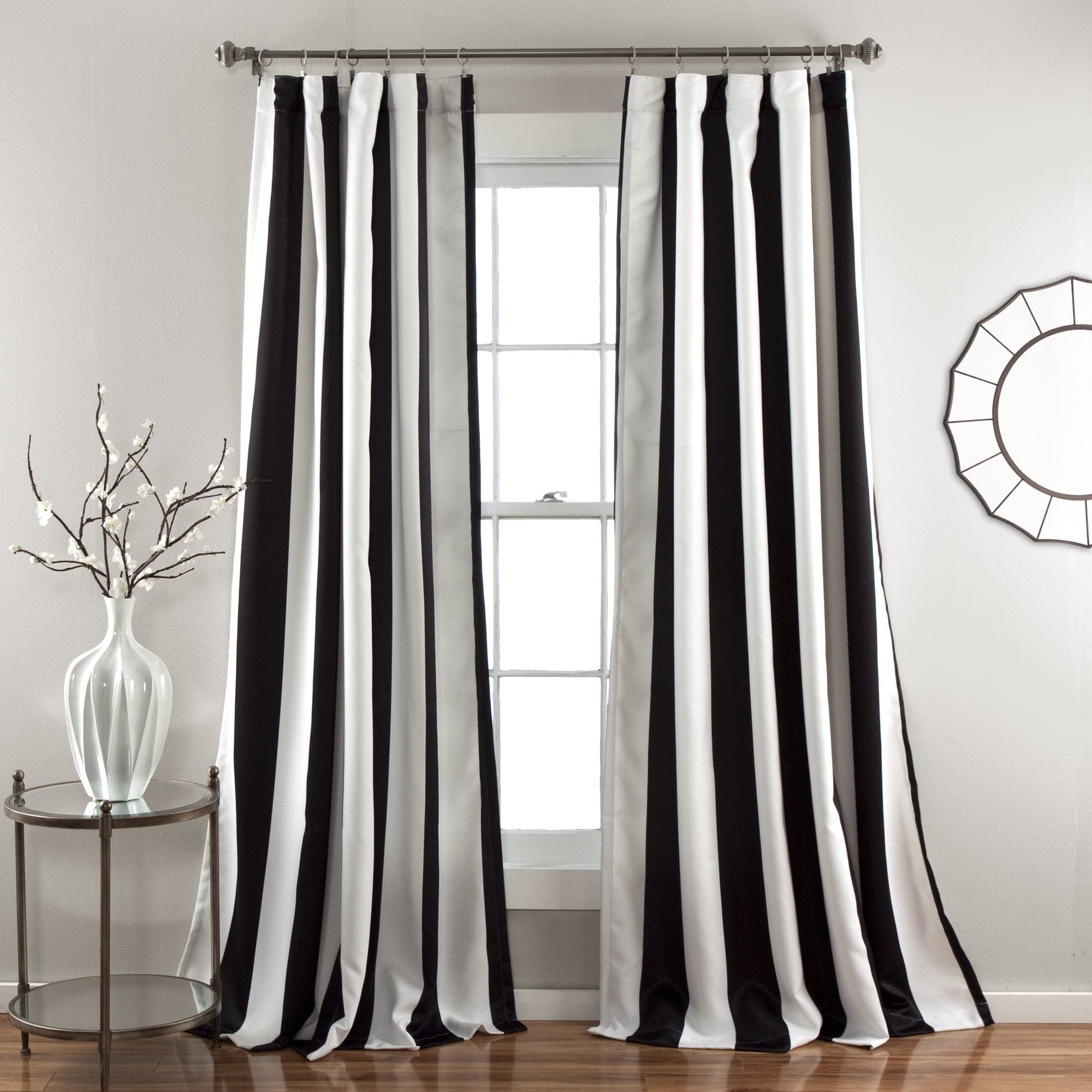 Wilbur Stripe Light Filtering Window Curtain Set - Blackout Sheer Drapes for Living Room & Bedroom - Soft Textured Modern Home Decor