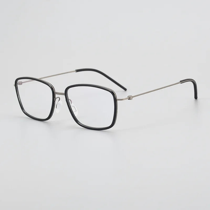Stylish Black Square Titanium Acetate Eyeglasses for Women - Lightweight Full Rim Glasses Frame L5803 | Perfect for Office, Reading & Everyday Wear