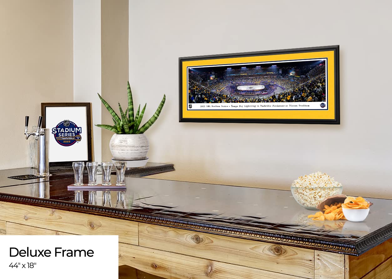 2022 NHL Stadium Series Tampa Bay Lightning vs Nashville Predators - 44x18 Inch Premium Framed Hockey Photo by Blakeway Panoramas | Perfect for Sports Memorabilia Collection & Man Cave Decor