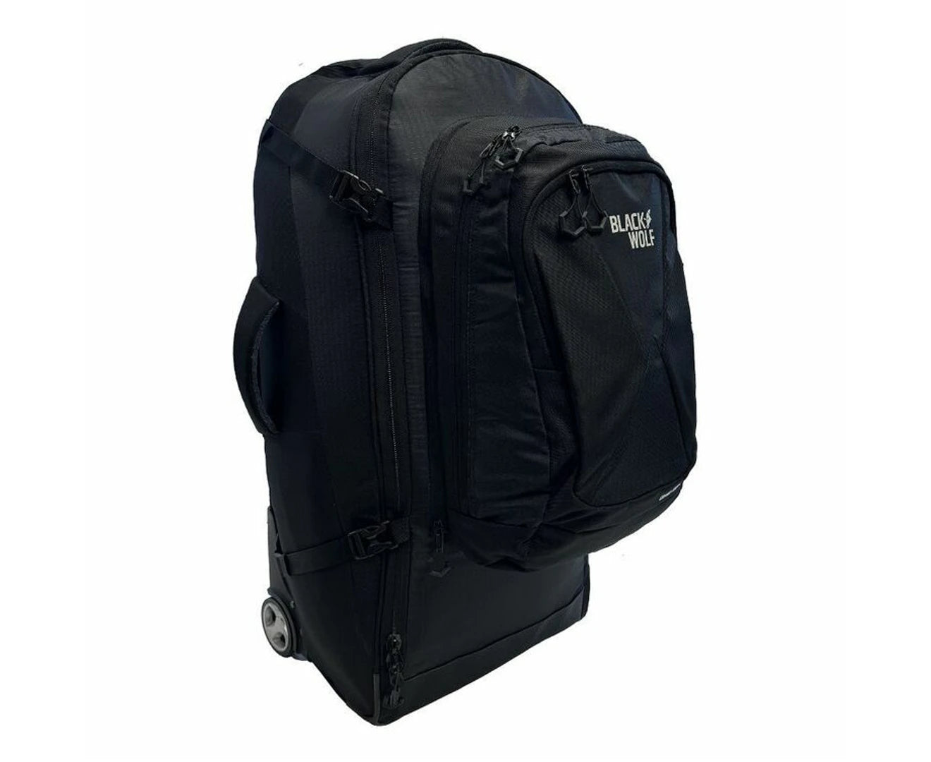 Black Wolf 85L (+20L) Grand Tour II Wheeled Duffel Bag with Backpack Straps - Deep Well - Perfect for Travel, Camping & Outdoor Adventures