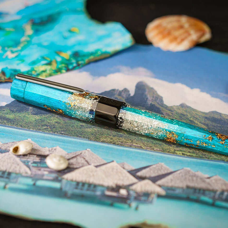 Benu Euphoria Fountain Pen - Premium Bora Bora Blue Resin Luxury Writing Instrument for Calligraphy & Signature - Perfect Gift for Writers, Professionals & Pen Collectors (Office, Journaling, Special Occasions)