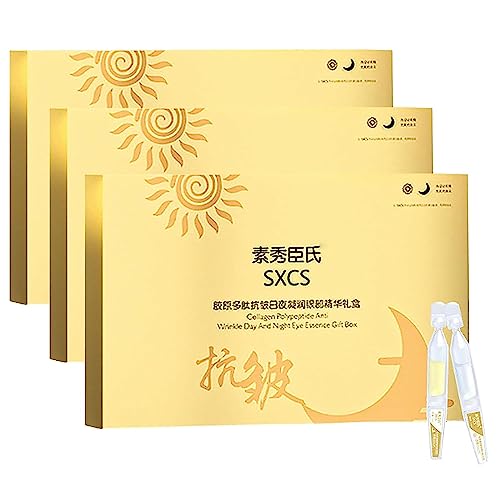 Anti-Aging Eye Serum with Double Collagen - Firming Eye Essence for Wrinkles & Eye Bags - Age-Defying Treatment for Brighter, Smoother Under Eyes (3 Pack) - Perfect for Night Routine & Travel Skincare