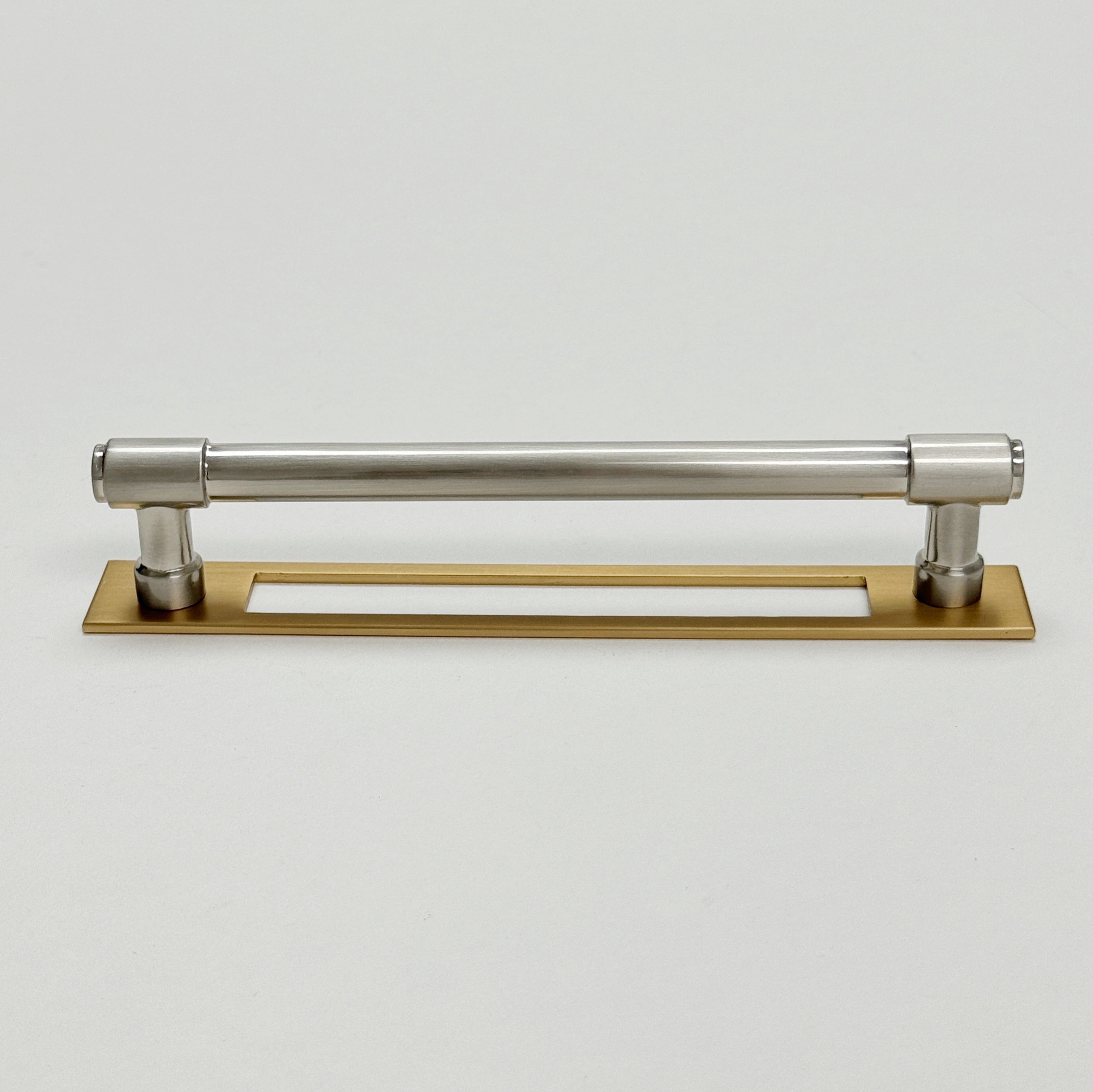 Modern Industrial Cabinet Pulls and Knobs - Champagne Bronze & Satin Nickel Finish with Backplate - Perfect for Kitchen Cabinets, Dressers, and Furniture Hardware