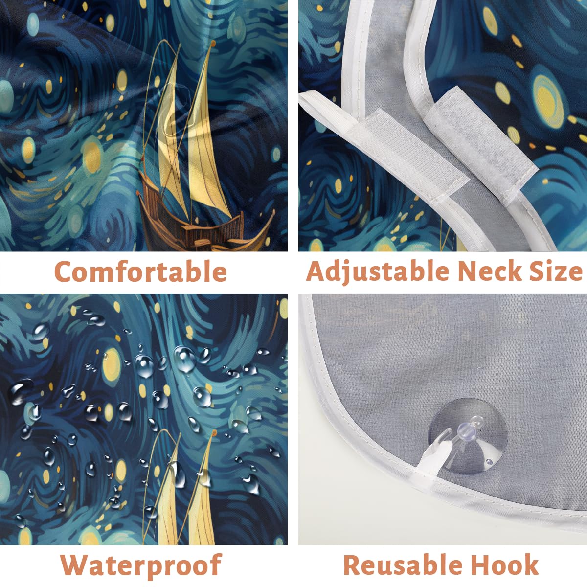 Men's Painting Style Beach Beard Shaving Bib - Waterproof Hair Dye Apron & Barber Cape for Beard Trimming, Haircut & Makeup - Sink Hair Catcher & Grooming Accessory - Perfect for Salon, Home Barber & DIY Hair Coloring