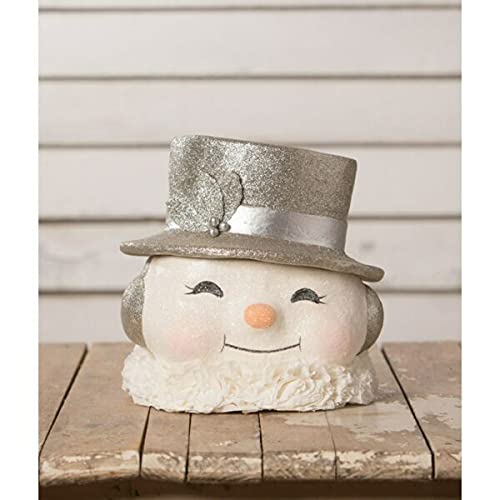 Platinum Snowman Paper Mache Bucket - Large Christmas Decoration for Home Décor | Perfect for Holiday Parties, Gift Wrapping & Festive Table Centerpieces