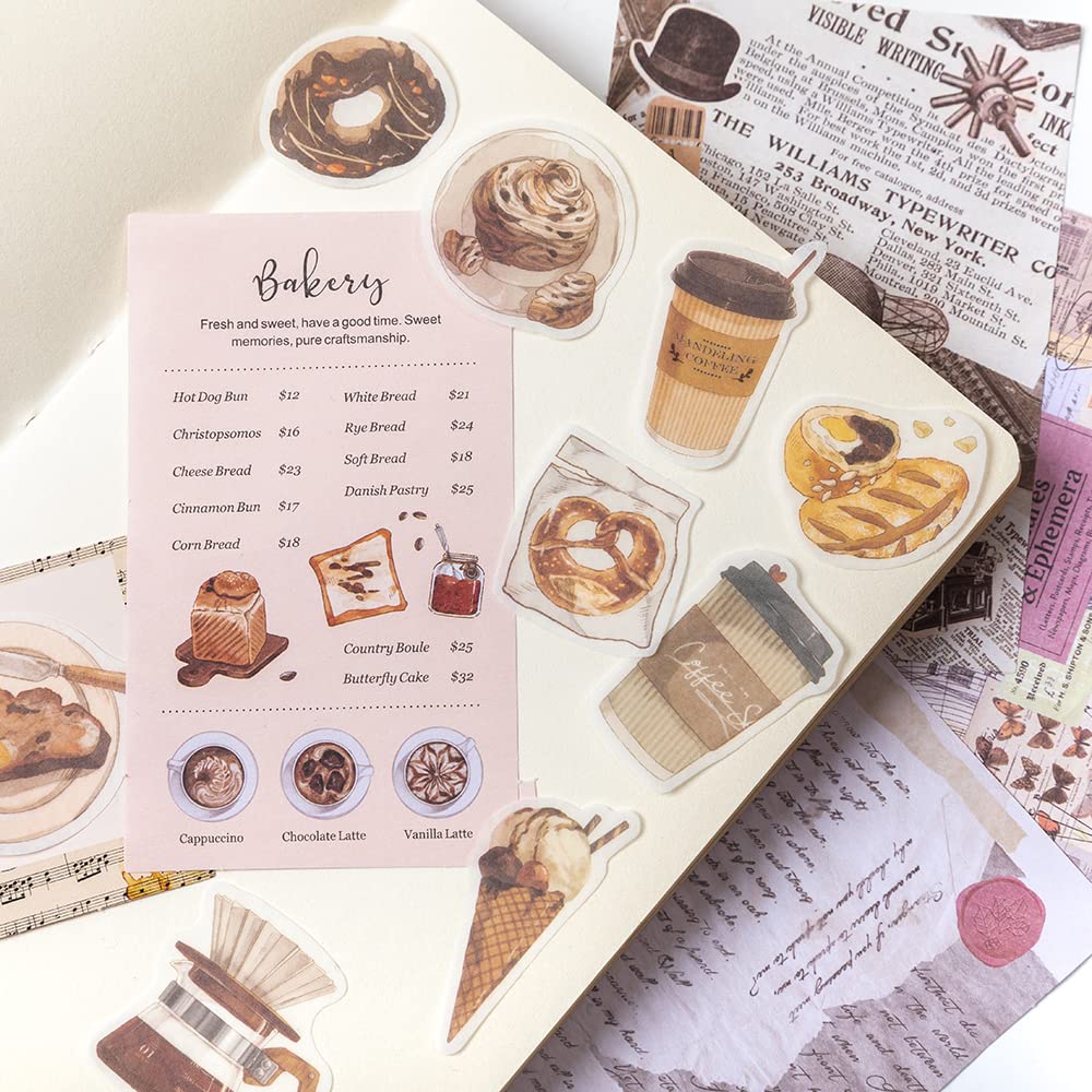 Vintage Scrapbooking Stickers Pack 260pcs - Retro DIY Journaling Supplies Kit, Scrapbook Paper Accessories with Coffee Theme Washi Stickers | Perfect for Bullet Journals, Planners, Gift Wrapping & Craft Projects
