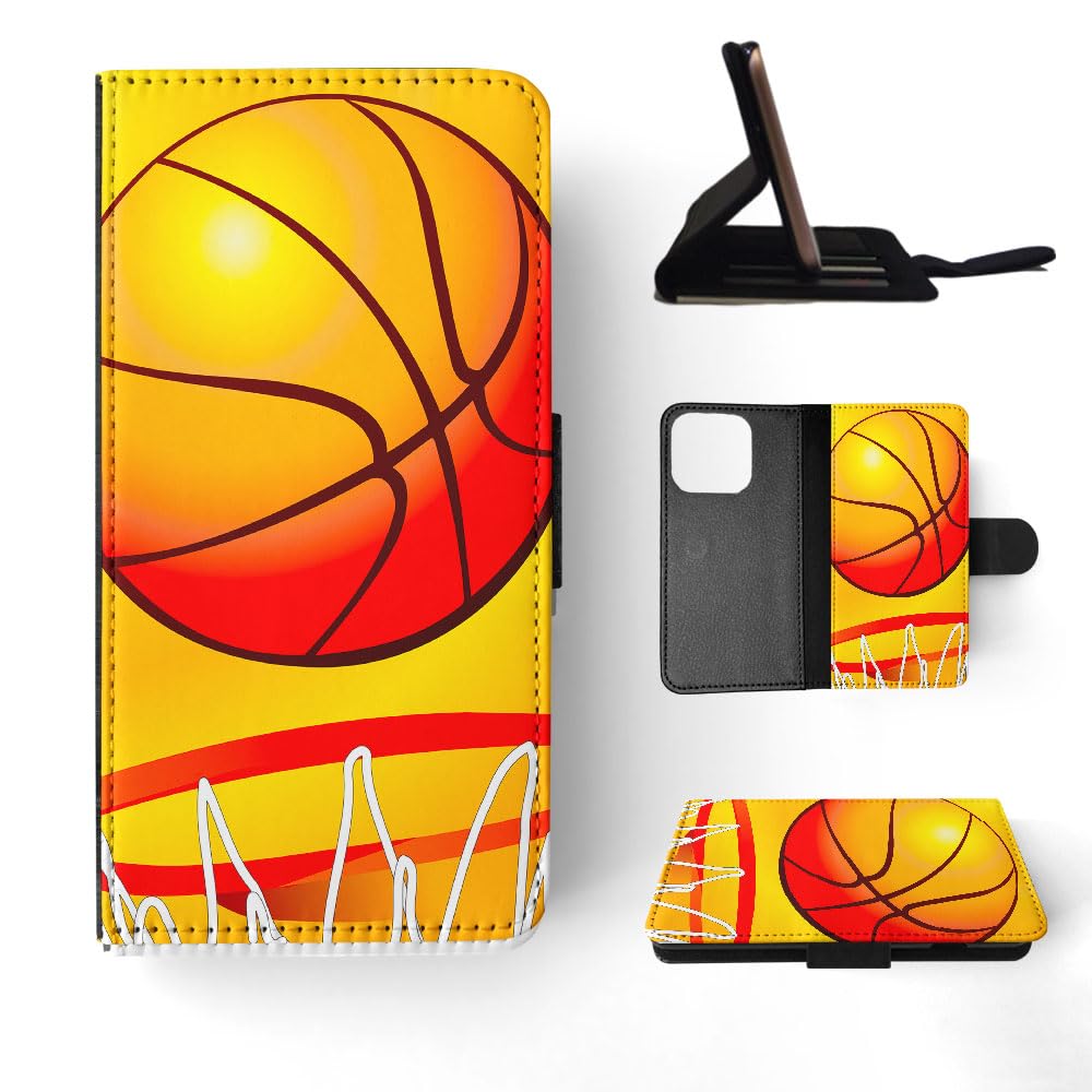 Basketball & Basketball Hoop 2 FLIP Wallet Phone Case for Apple iPhone 15 Pro - Perfect for Sports Fans & On-the-Go Protection