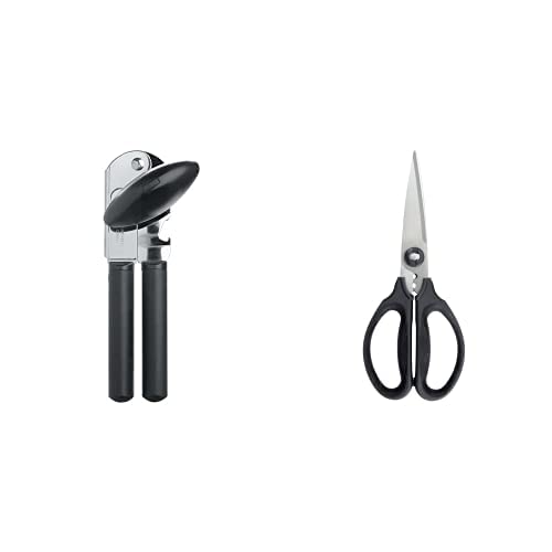 OXO Good Grips Multi-Purpose Kitchen Scissors & Can Opener Set - Heavy Duty Stainless Steel Cooking Shears & Smooth Edge Can Opener for Food Prep, Cutting Herbs, Opening Cans - Perfect for Home Kitchen & Camping