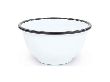 Vintage Enamel Bowls Set of 4 - Small White & Black Retro Kitchenware for Serving, Camping, Picnics & Home Decor
