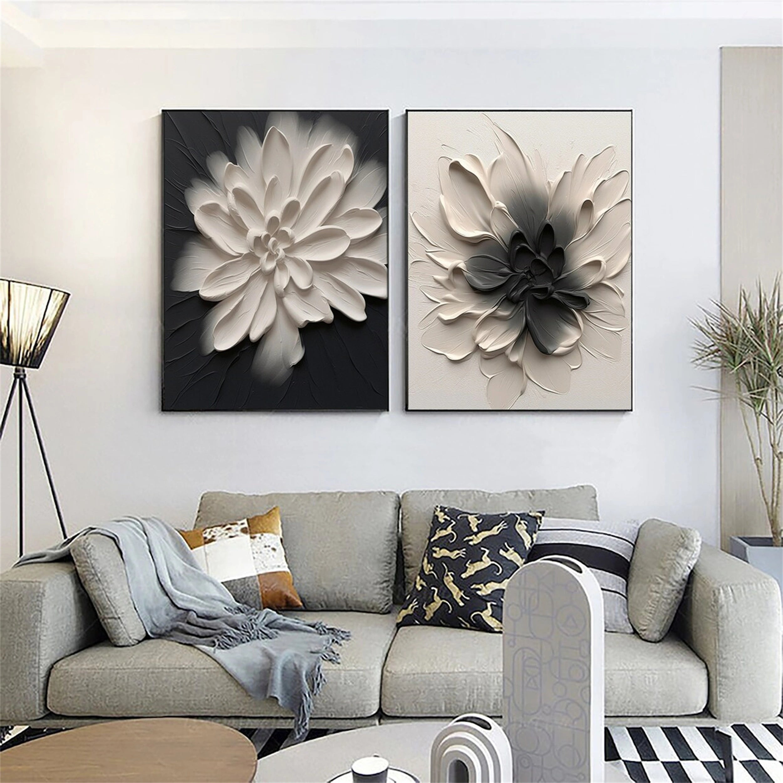 2-Piece Floral and Tree Landscape Painting Set #FT039 - Perfect for Home Decor, Office Wall Art, and Gift Ideas
