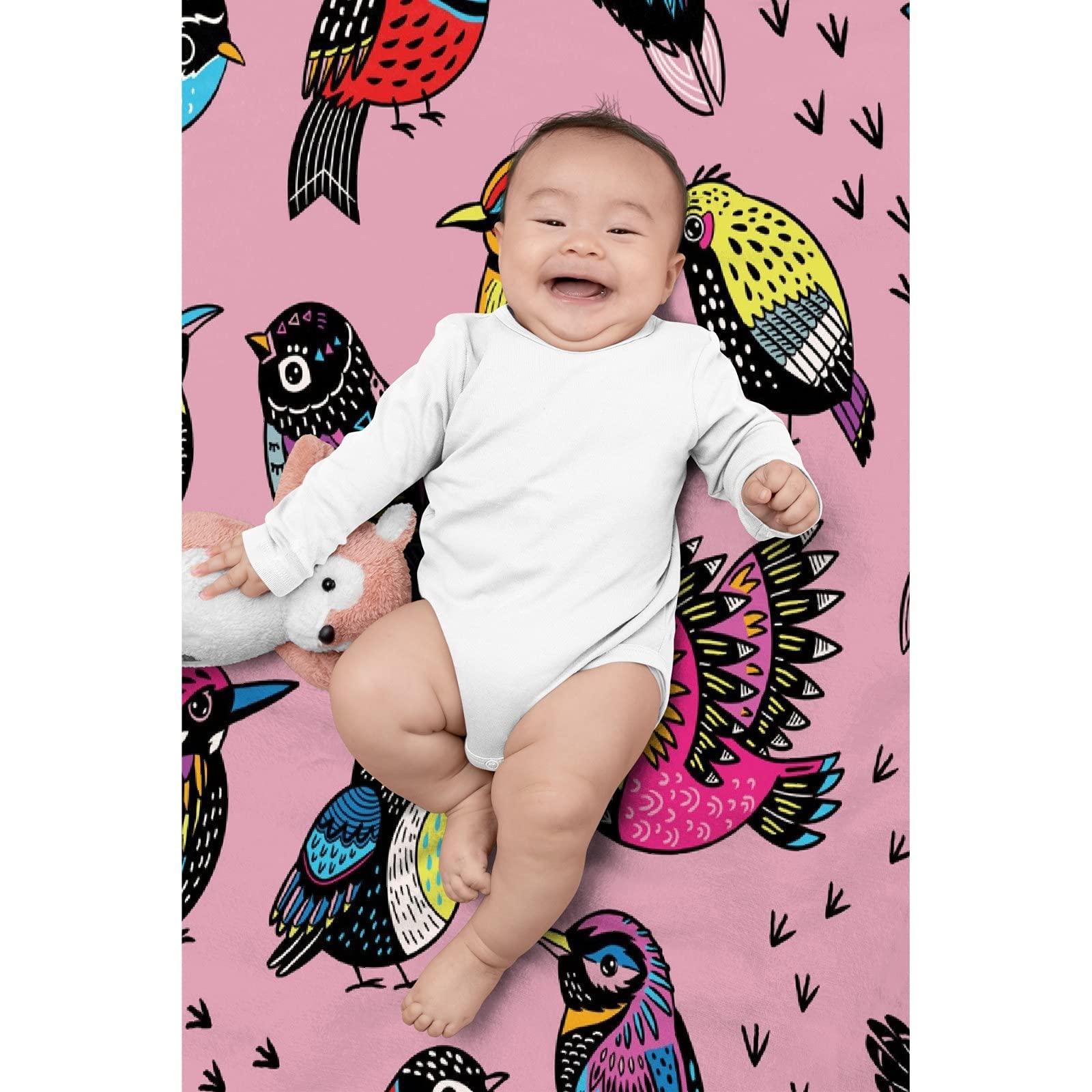 Super Soft Tropical Bird Pattern Flannel Blanket - Warm & Cozy 120x90 Inch Shaggy Throw for Bed, Couch & Sofa | Lightweight & Breathable for All Seasons | Perfect for Family Snuggling, Living Room Decor & Guest Comfort