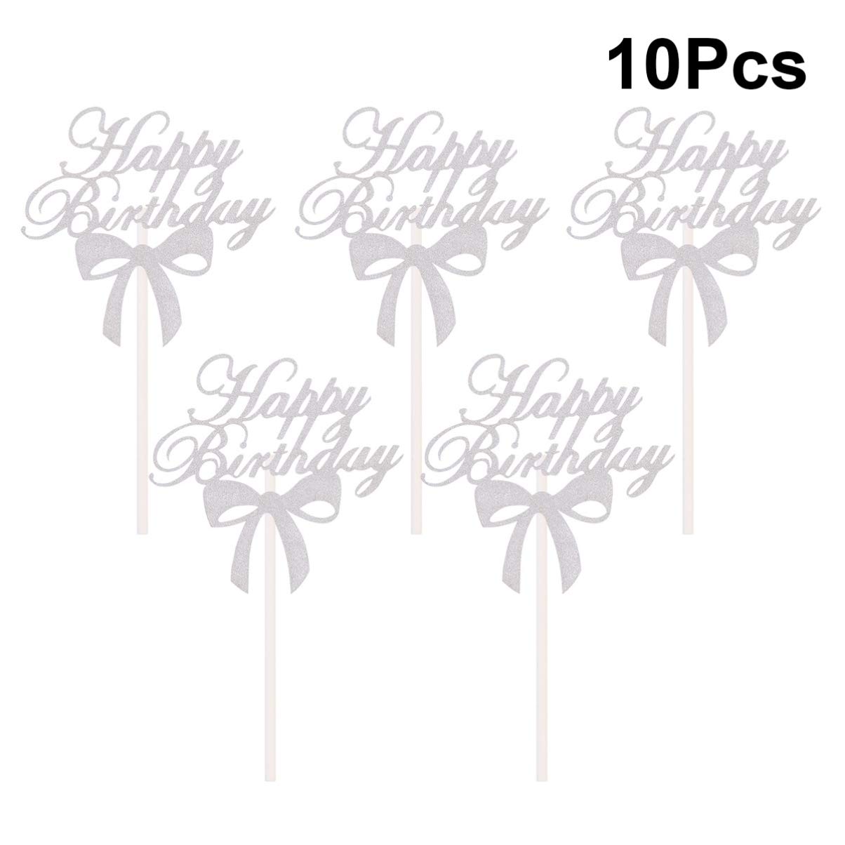 10Pcs Gold Glitter Paper Bow Cake Toppers - Elegant Cupcake Decorations for Birthday, Wedding, Dessert Table & Party Supplies - Cake Decorating, Fruit Picks & Sweet Treat Decorative Accessories