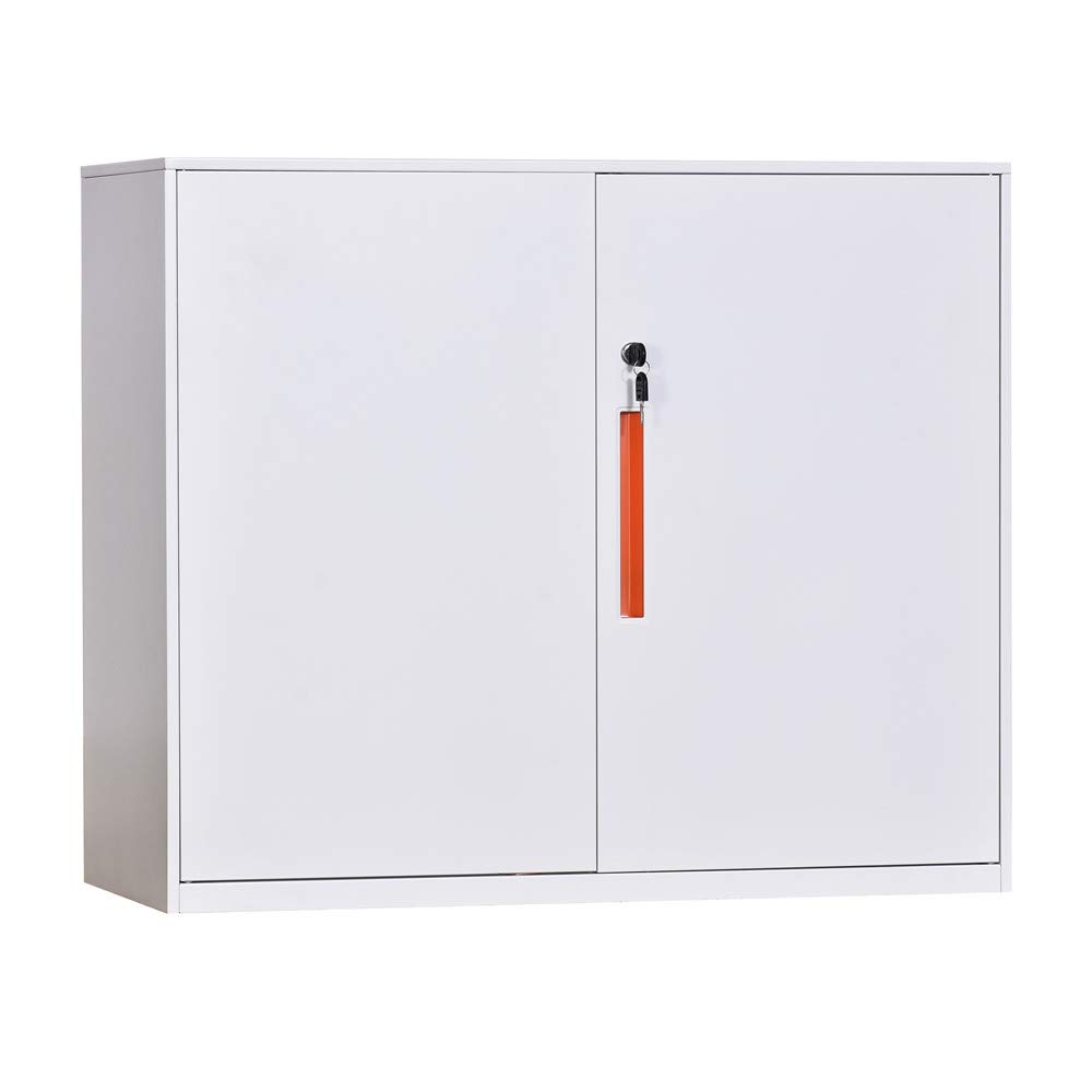Lockable Small Office File Cabinet with Adjustable Shelf - White Document Storage Cabinet for Home & Office Organization - Perfect for Files, Folders, and Office Supplies Storage