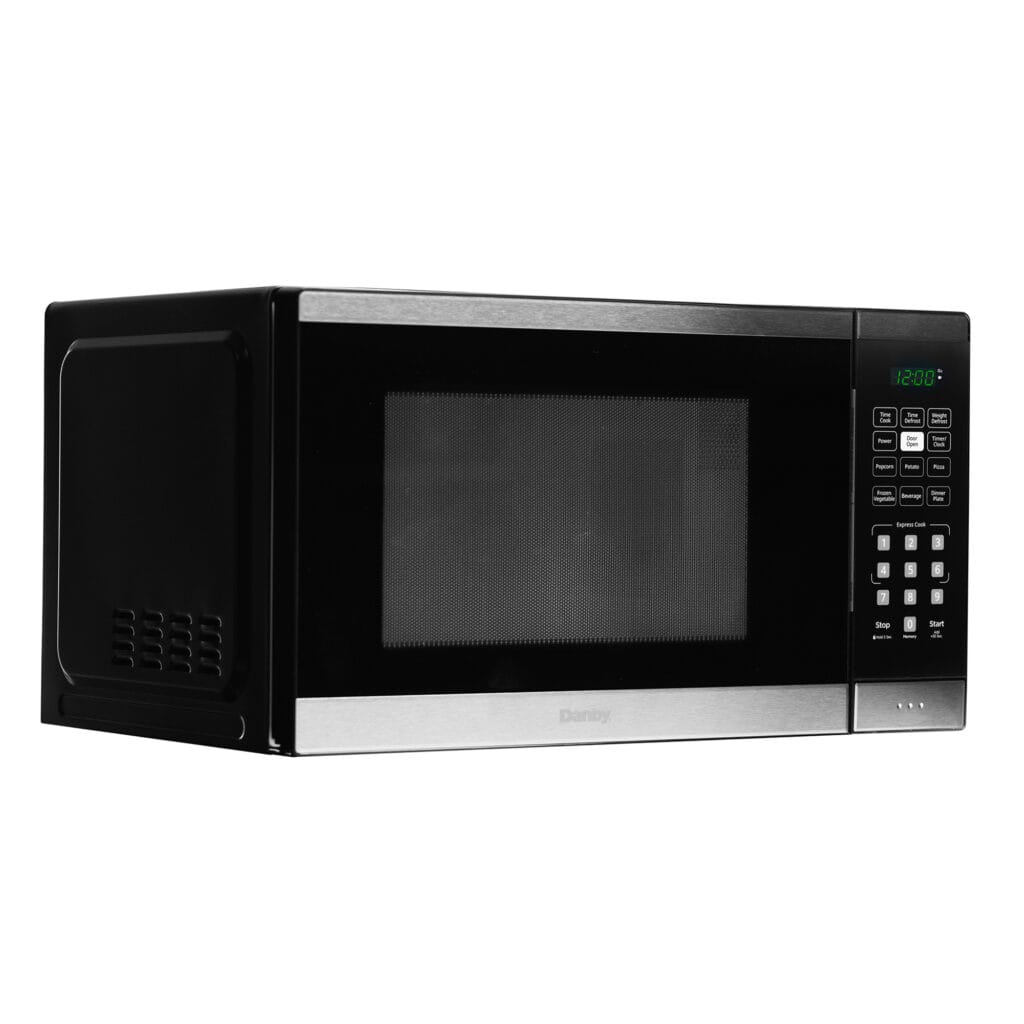 Danby DBMW0925BBS 0.9 cu. ft. Compact Countertop Microwave Oven - Black Stainless Steel - Perfect for Dorms, Offices & Small Kitchens