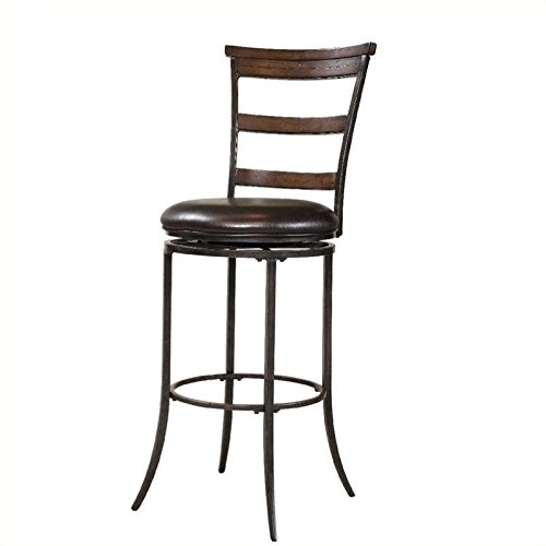 Hillsdale Furniture Cameron Swivel Ladder Back Bar Stool - Chestnut Brown - Perfect for Kitchen Islands, Breakfast Bars & Home Pub Decor