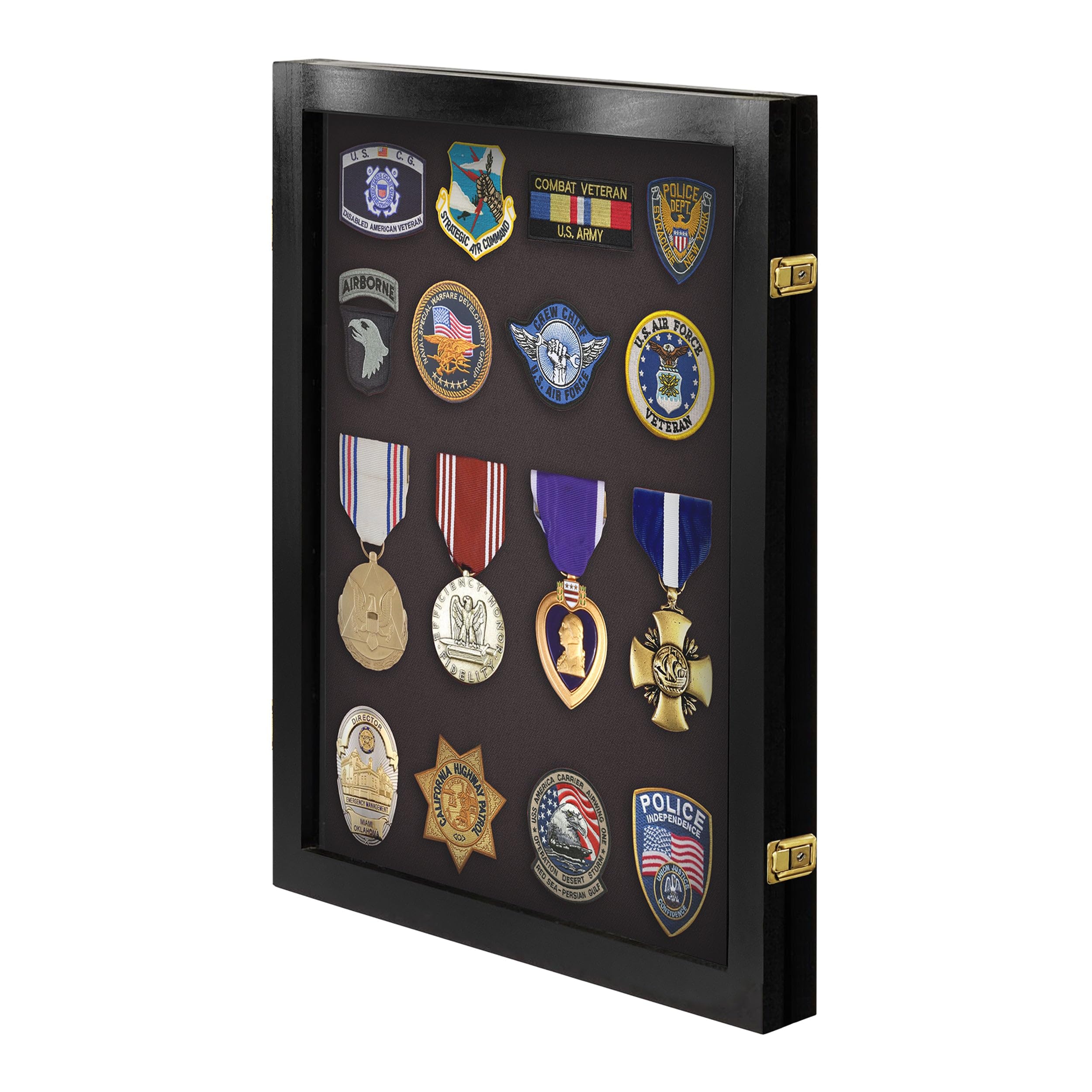 Small Medal Display Case - Acrylic Award & Patches Wall Cabinet for Trophies, Ribbons, Badges - Perfect for Home, Office, or Military Decor