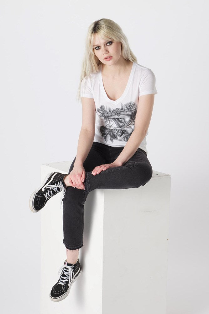 Metal Mulisha Hourglass V Neck Tee - Stylish Graphic T-Shirt for Men & Women | Perfect for Streetwear, Concerts & Casual Outfits
