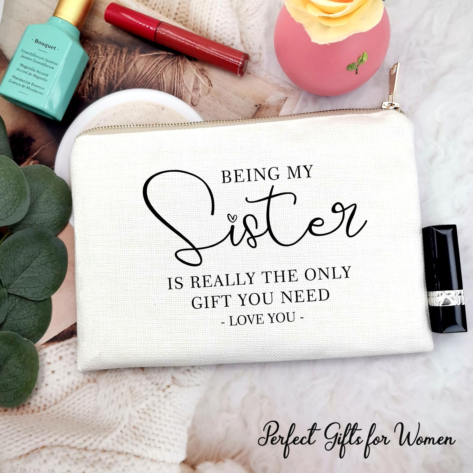 Funny Sister Gift Ideas - Cute Makeup Bag for Best Sister Birthday Present | 