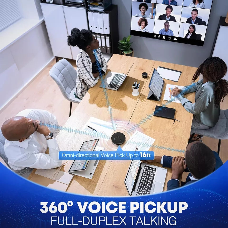 AISPEECH M4 Bluetooth Conference Microphone - AI Noise Cancelling, Real-Time Transcription, Duplex Call, USB Connectivity, 360° Voice Pickup for Online Meetings, Webinars & Remote Work