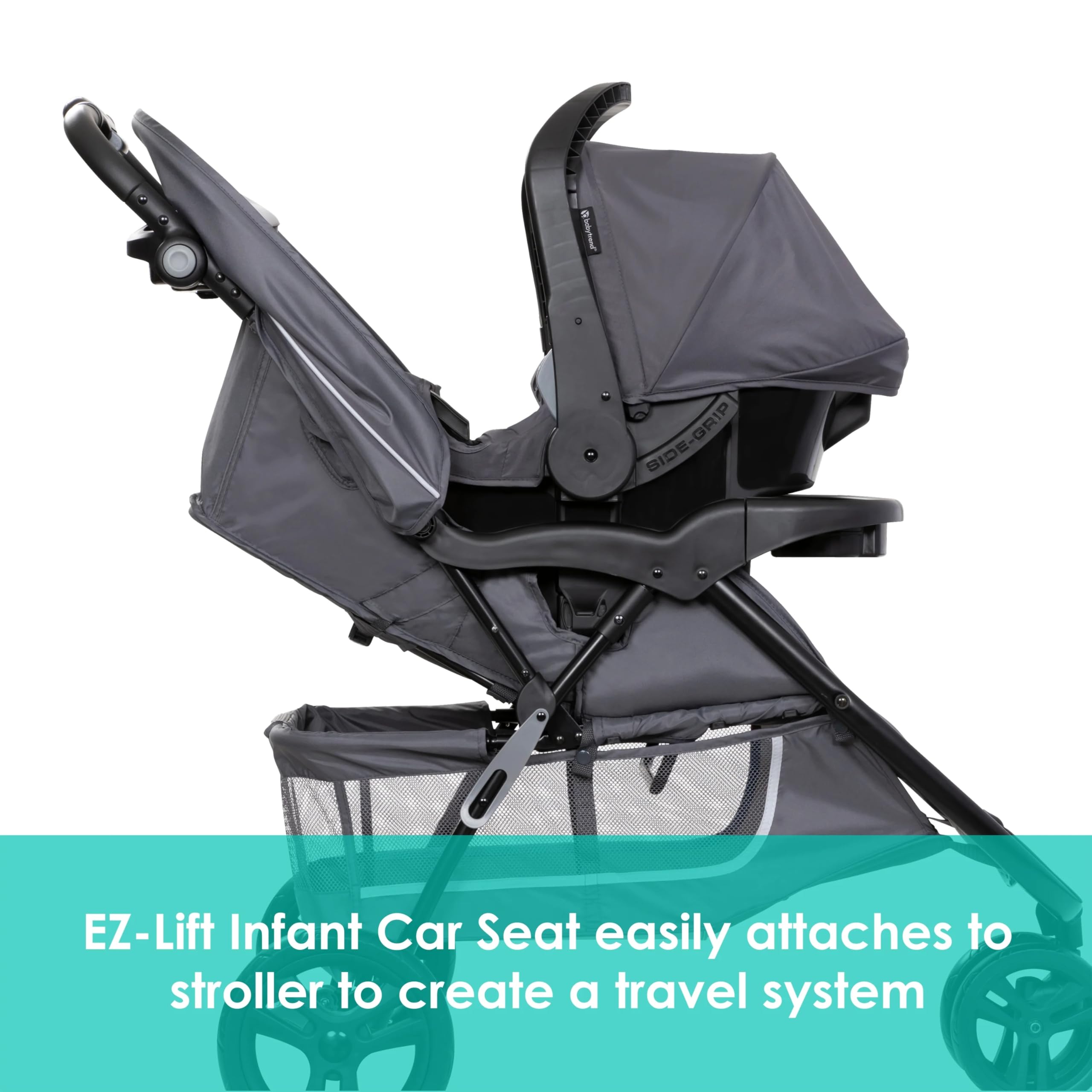 Baby Trend EZ Ride Travel System with EZ-Lift™ Infant Car Seat - Lightweight Stroller & Safe Car Seat Combo for Newborns to Toddlers | Perfect for Shopping, Travel & Daily Walks (Dash Grey)