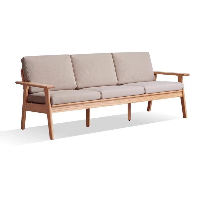Japanese Style 3-Seater Fabric Sofa - Solid Oak & Pine Wood Frame - Perfect for Living Room, Lounge, or Zen Home Decor