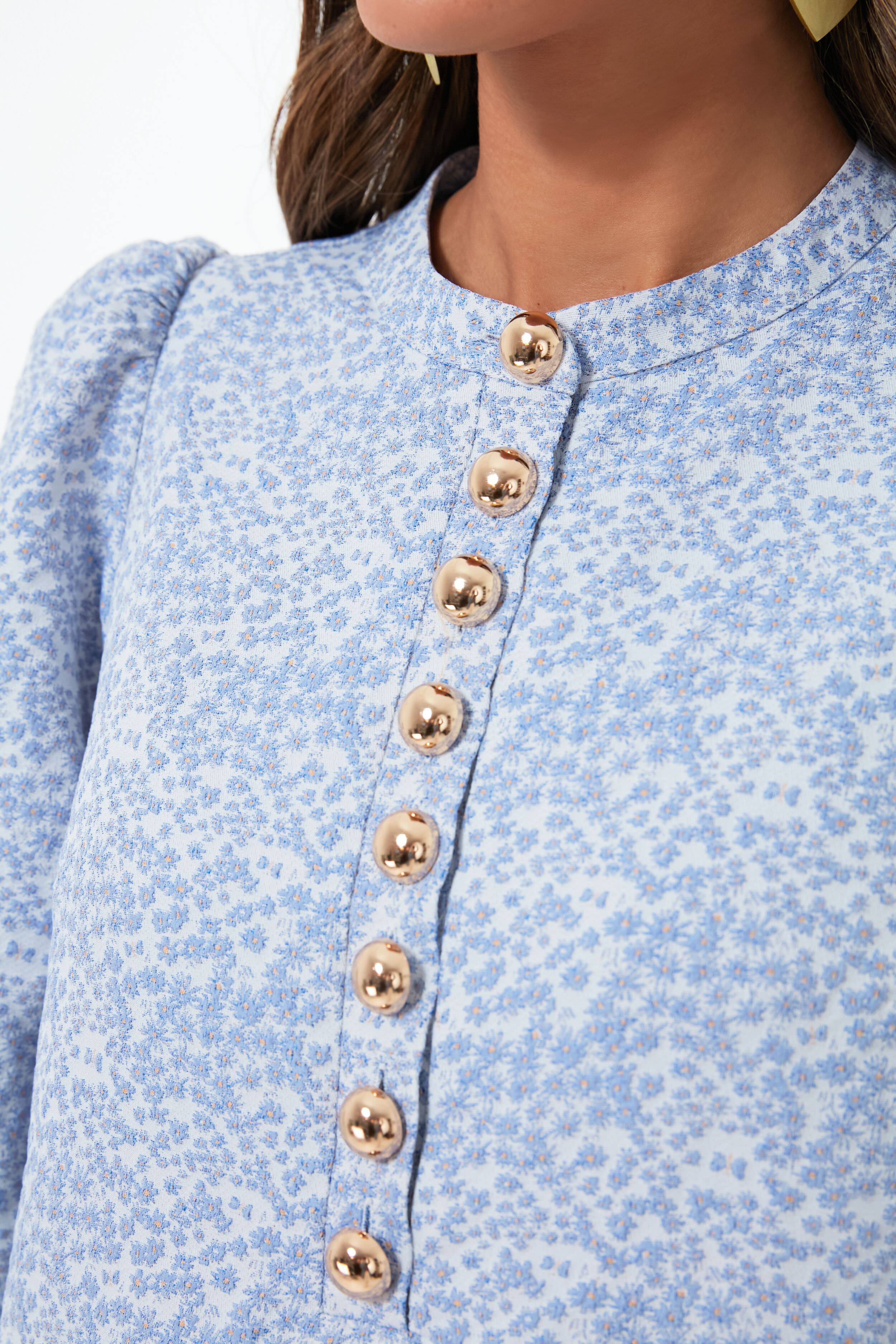 Blue Jacquard Samantha Mini Dress - Elegant Floral Print Summer Dress for Women | Perfect for Parties, Dates & Casual Outings