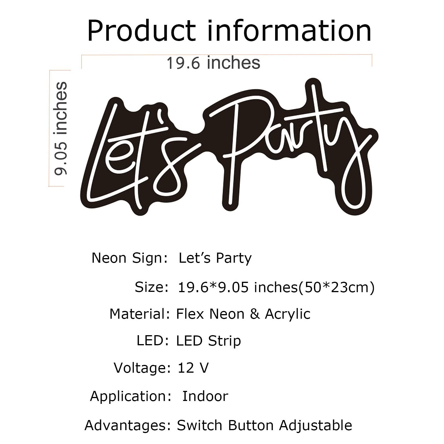 Let's Party Neon Sign Light - Custom Wall Art Decor for Home, Bar, Pub, Club & Rave | Perfect Christmas Gift & Apartment Decor (White) - Brighten Your Parties & Events