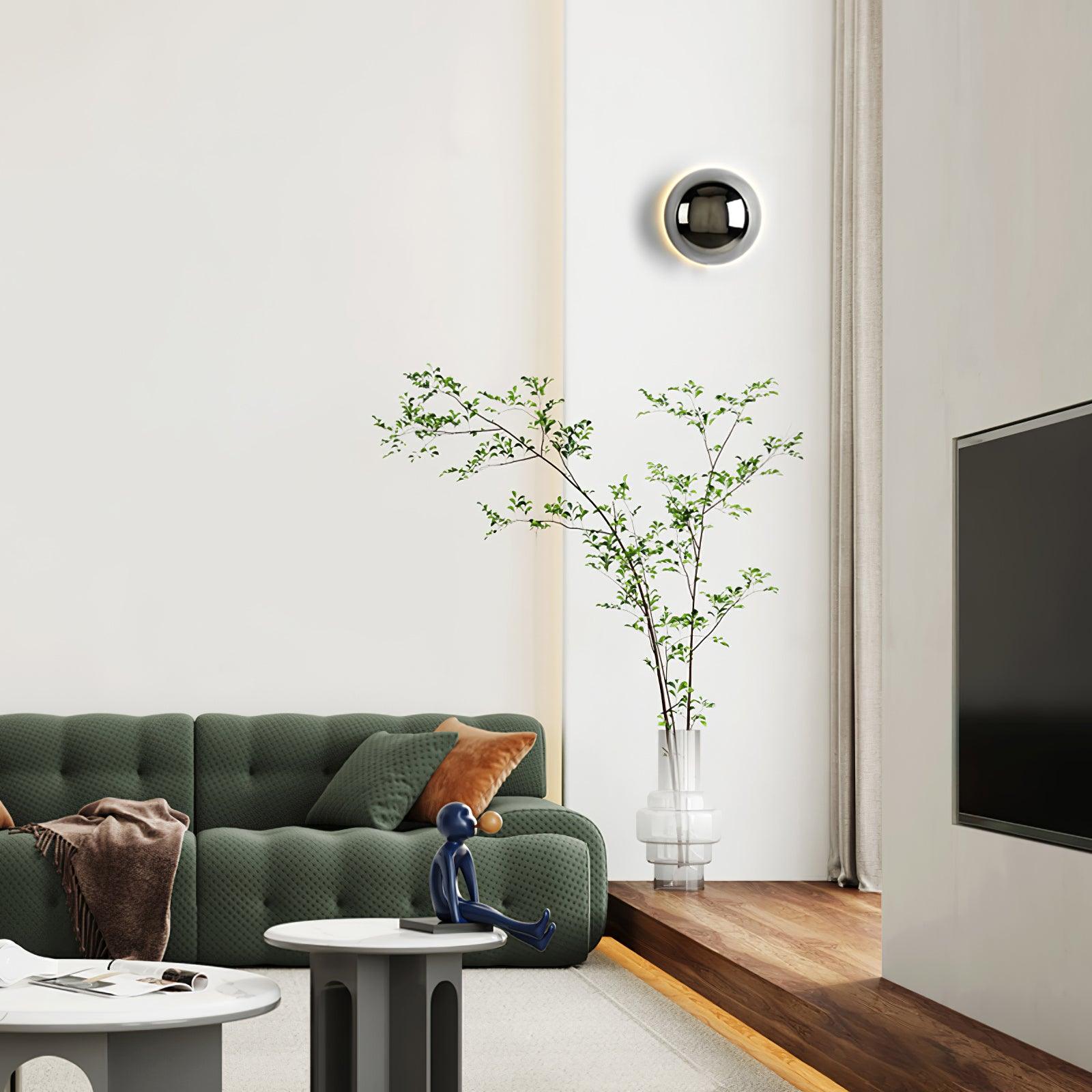 Elegant Aurum Sphere Wall Sconce - Modern Gold LED Light Fixture for Living Room, Bedroom, or Hallway Decor