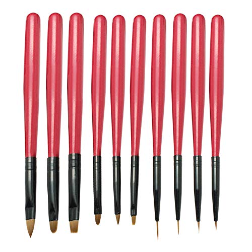 10Pcs Nail Art Sculpture Pen Set - Red Cone Shank Nail Design Painting & Carving Tools for Professional Salon & DIY Manicure at Home | Perfect for Nail Art, Gel Polish Application & 3D Nail Designs