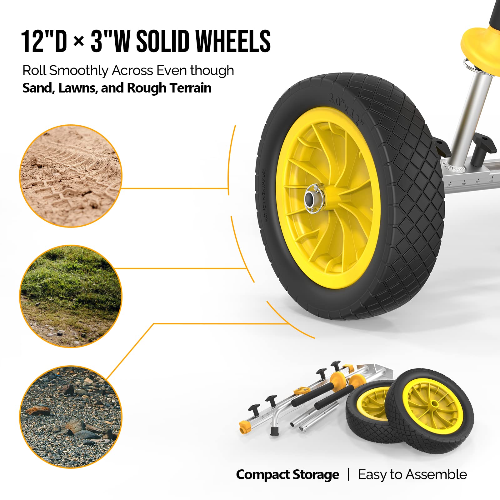 Bonnlo Kayak Cart Dolly - Detachable Canoe Wheels with Solid Tires & Kickstand - Heavy Duty Kayak Trolley for Easy Watercraft Transport - Perfect for Beach, Lake, and River Adventures