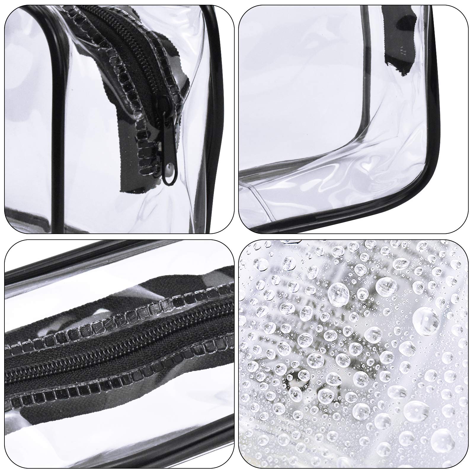 Clear Makeup Bags Set of 4 - PVC Zippered Toiletry Pouch, Travel Cosmetic Organizer Case for Women | Waterproof Cosmetic Storage for Vacation, Gym, Bathroom & Travel Essentials Organization
