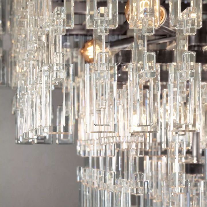 Arrebol 4-Tier Rectangular Chandelier - 72 Inch Modern Crystal Ceiling Light Fixture for Dining Room, Living Room & Entryway Lighting