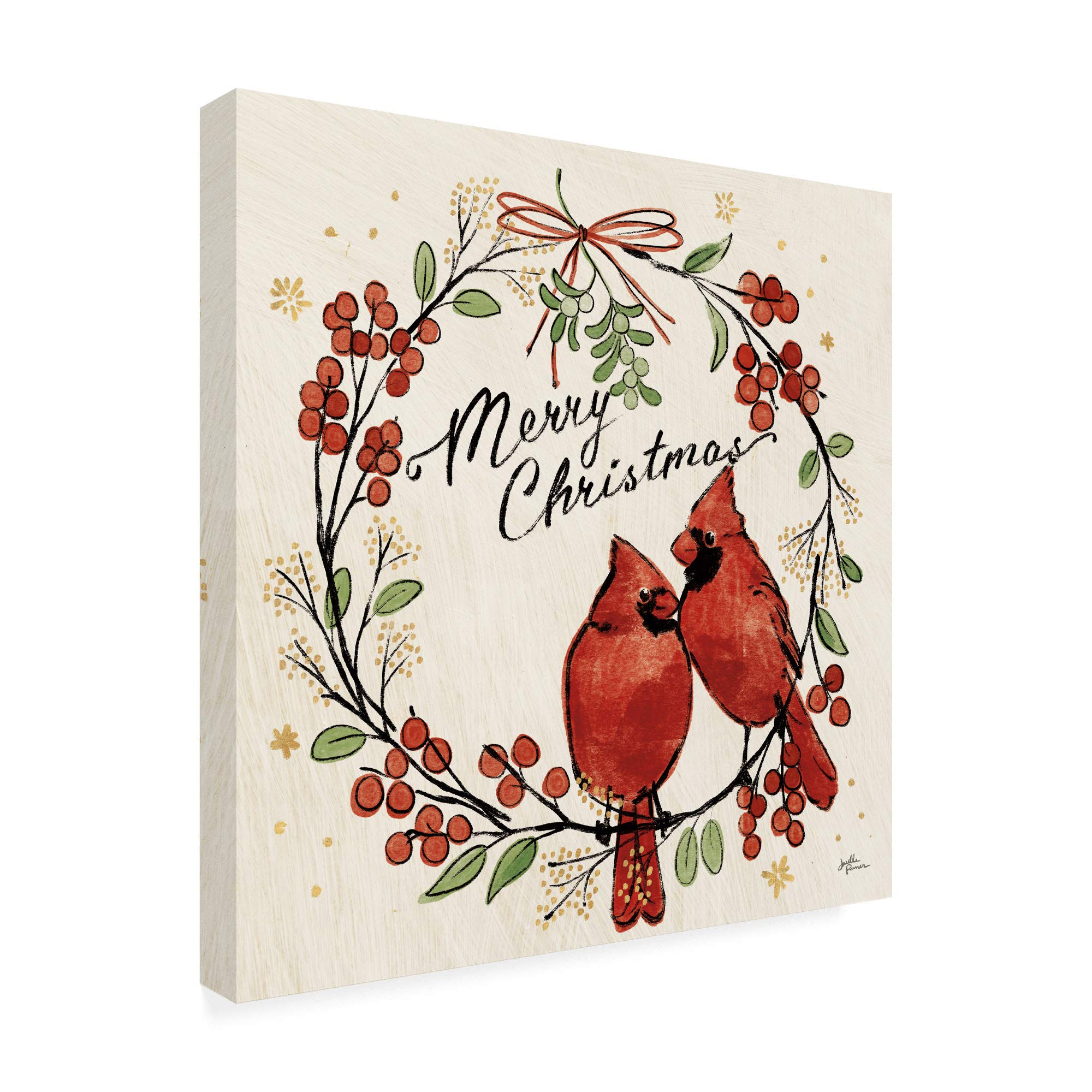 Janelle Penner Christmas Lovebirds XII - 18x18 Framed Wall Art Print, Romantic Holiday Decor for Living Room, Bedroom & Office