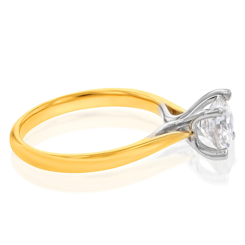 18K Yellow Gold Solitaire Engagement Ring with 1 Carat GIA SI Certified Diamond - Perfect for Proposals, Anniversaries & Special Occasions