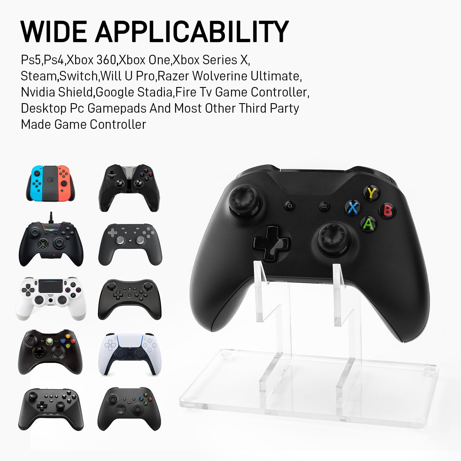 Universal Controller Stand for Xbox, PS5, Switch & PC - Transparent Display for Gaming Setup
