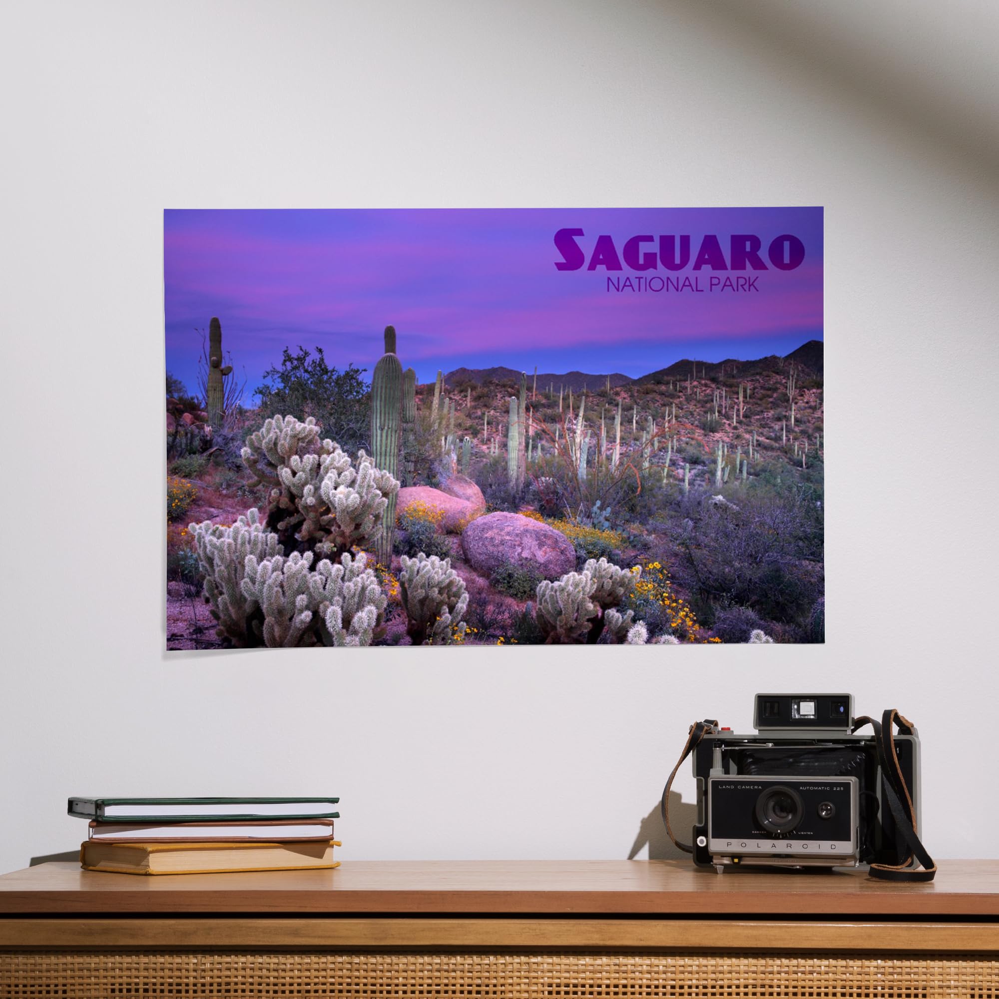 Lantern Press 16x24 Inch Giclee Art Print - Saguaro National Park Arizona Landscape with Purple Dusk - Perfect for Home Decor, Office Wall Art & Nature Lover Gifts