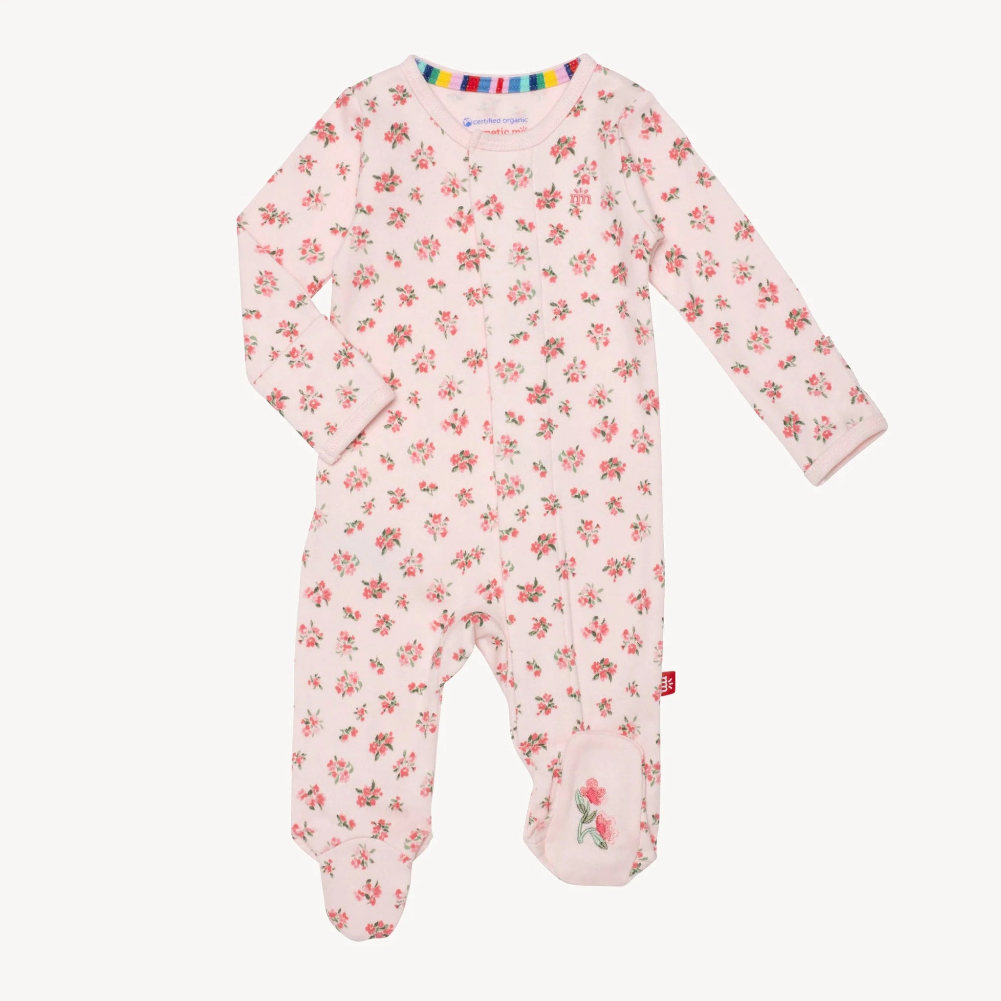 Magnetic Me Blue Floral Magnetic Footie Pajamas for Babies & Toddlers - Soft & Snug Sleepwear for Cozy Nights and Easy Diaper Changes