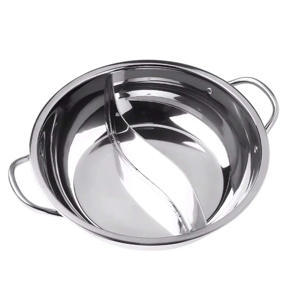 DOITOOL 1pc Stainless Steel Shabu Hot Pot with Divider - Induction & Gas Stove Compatible Cooking Pot for Home Kitchen, Perfect for Shabu Shabu, Sukiyaki, and Fondue Parties